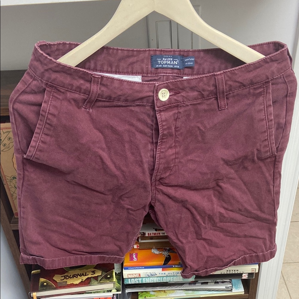 Topman Burgundy Men's Shorts